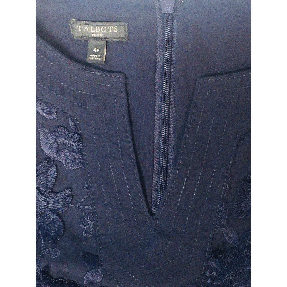 Talbots Navy Blue Cocktail‎ sleeveless Dress Lace 37 in length 4P Very Dressy - Picture 7 of 9